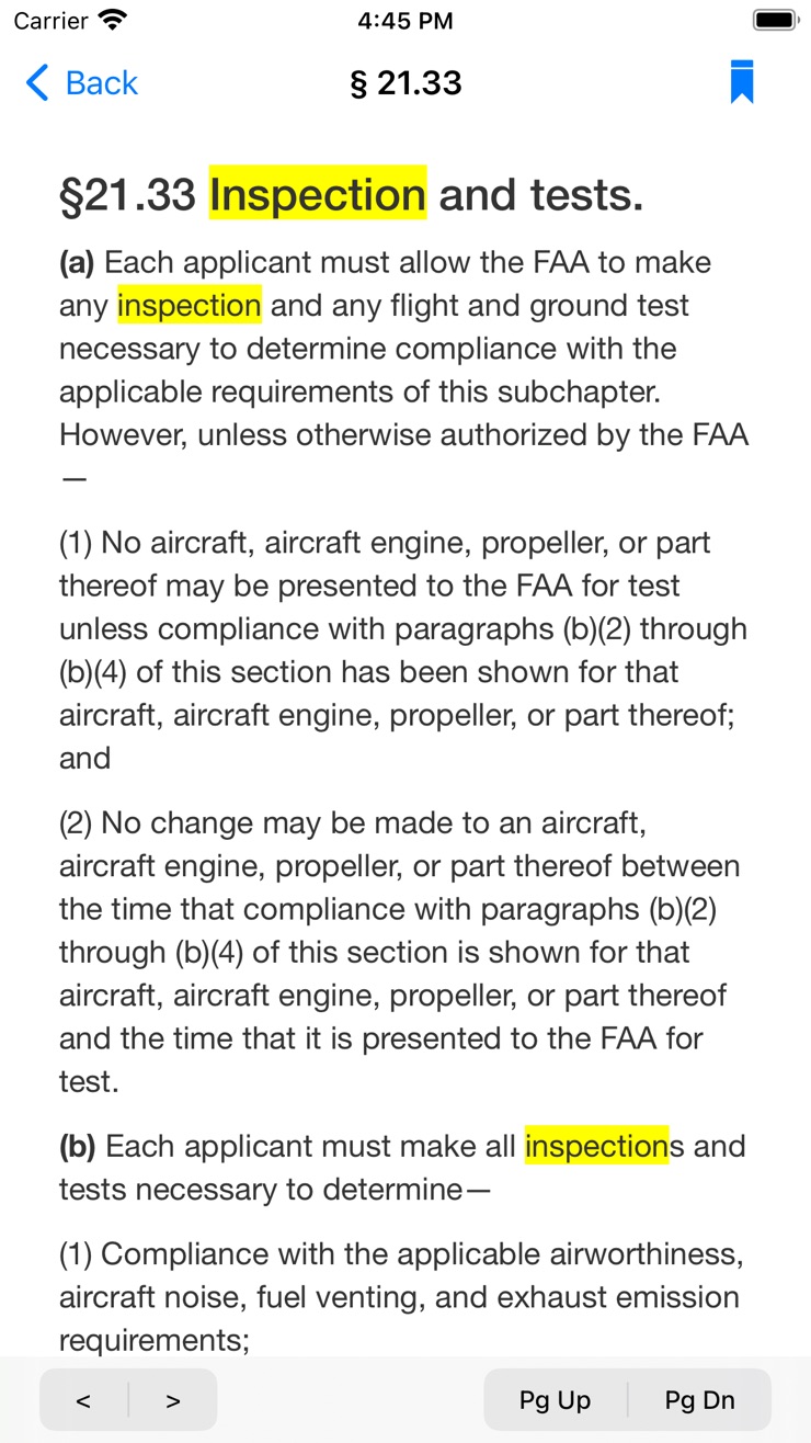 ASA FAR/AIM regulation text with the searched term highlighted